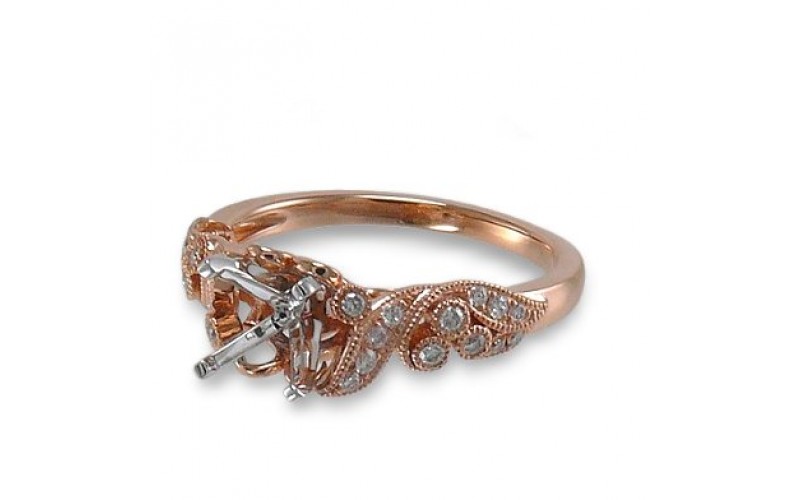 14K Rose & White Gold Diamond Ring Mounting