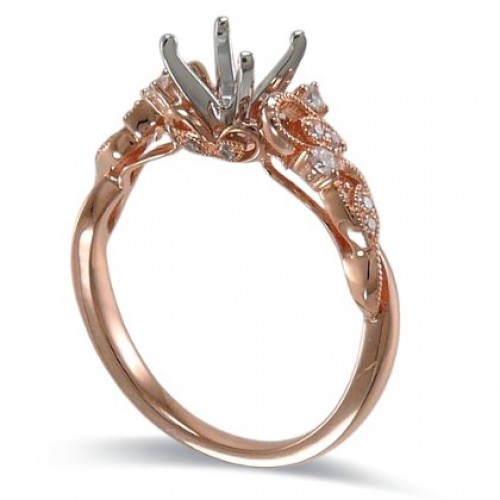 14K Rose & White Gold Diamond Ring Mounting