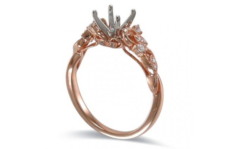 14K Rose & White Gold Diamond Ring Mounting