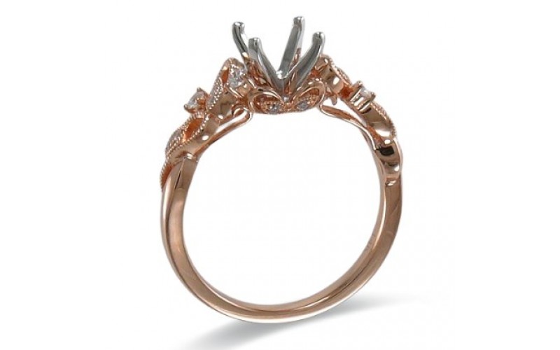 14K Rose & White Gold Diamond Ring Mounting