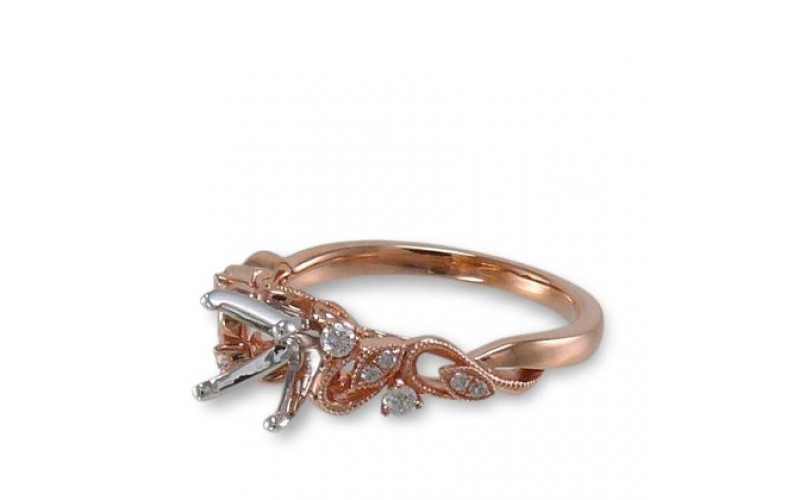 14K Rose & White Gold Diamond Ring Mounting