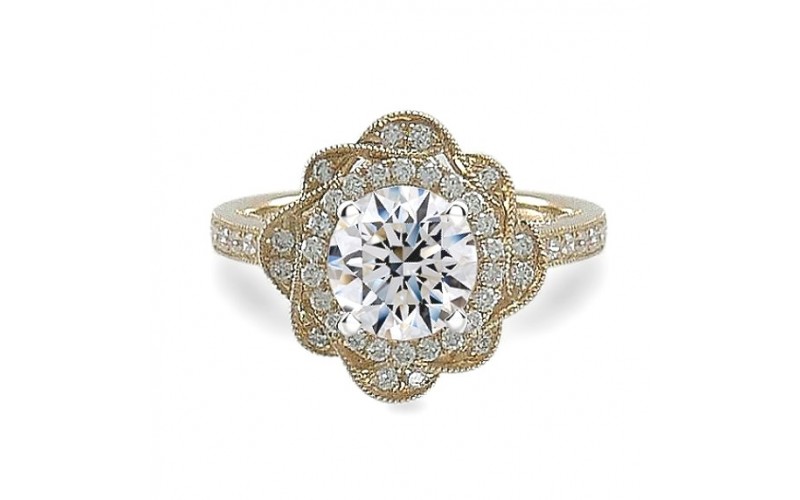 14K Yellow & White Gold Diamond Ring Mounting