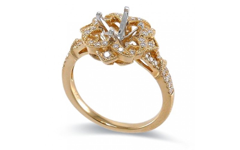 14K Yellow & White Gold Diamond Ring Mounting