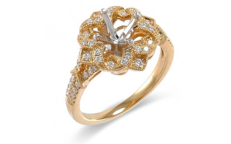 14K Yellow & White Gold Diamond Ring Mounting