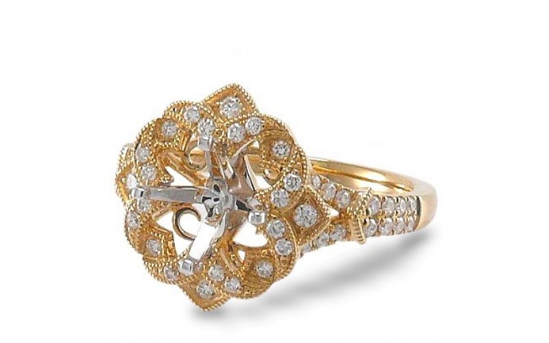 14K Yellow & White Gold Diamond Ring Mounting
