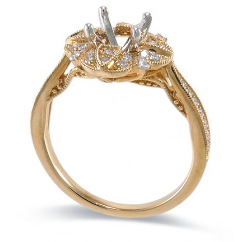 14K Yellow & White Gold Diamond Ring Mounting