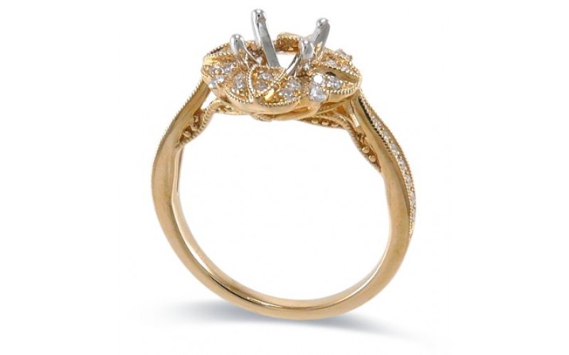 14K Yellow & White Gold Diamond Ring Mounting