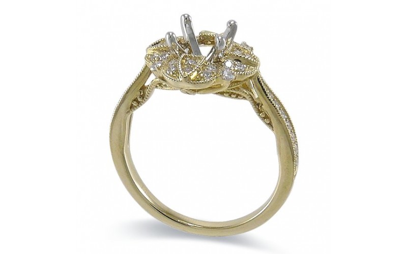 14K Yellow & White Gold Diamond Ring Mounting