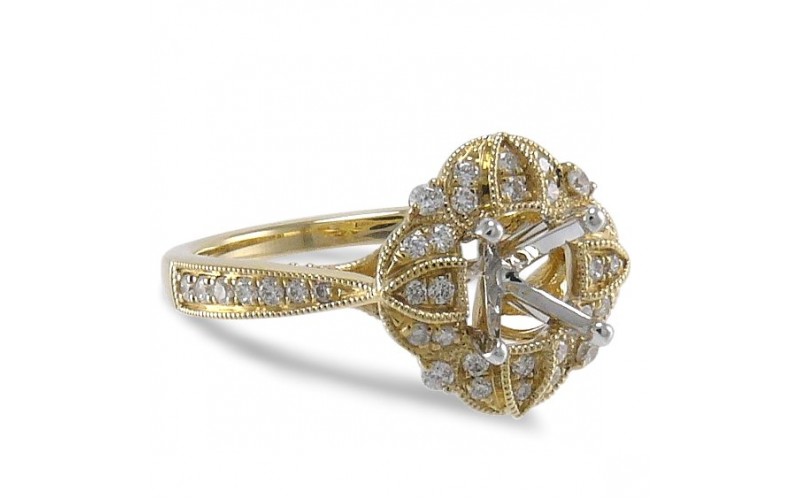 14K Yellow & White Gold Diamond Ring Mounting