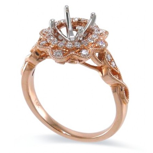 14K Rose & White Gold Diamond Ring Mounting