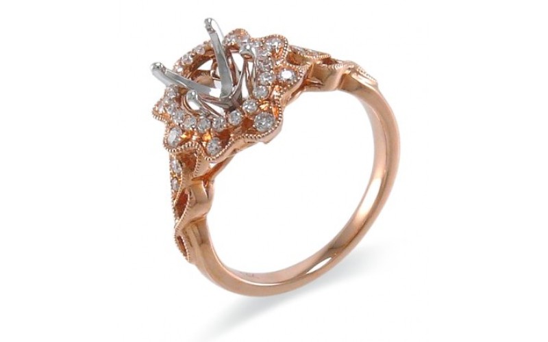14K Rose & White Gold Diamond Ring Mounting