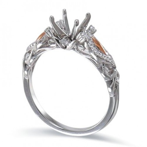 14K Rose & White Gold Diamond Ring Mounting