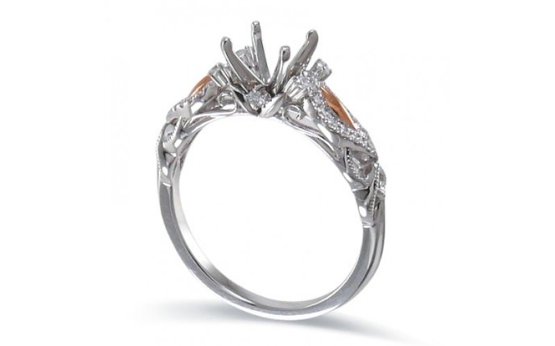 14K Rose & White Gold Diamond Ring Mounting