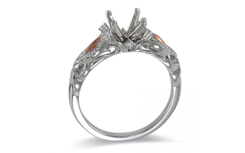 14K Rose & White Gold Diamond Ring Mounting
