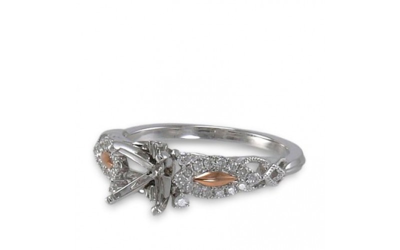 14K Rose & White Gold Diamond Ring Mounting