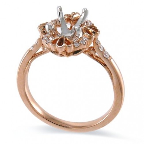 14K Rose & White Gold Diamond Ring Mounting