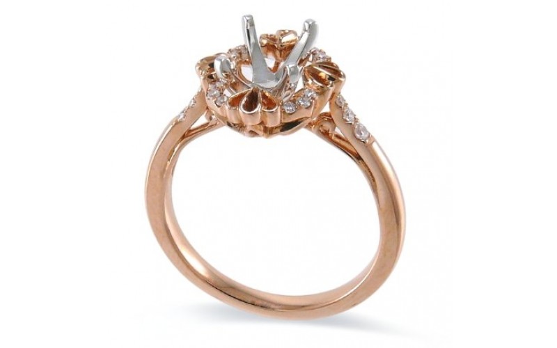 14K Rose & White Gold Diamond Ring Mounting