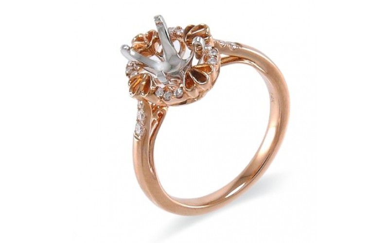 14K Rose & White Gold Diamond Ring Mounting