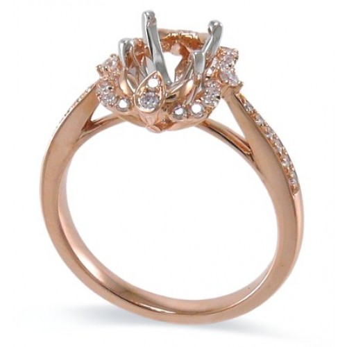 14K Rose & White Gold Diamond Ring Mounting