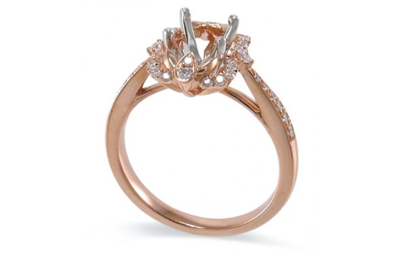 14K Rose & White Gold Diamond Ring Mounting