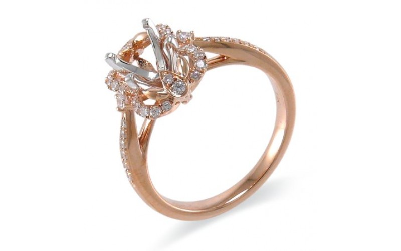 14K Rose & White Gold Diamond Ring Mounting