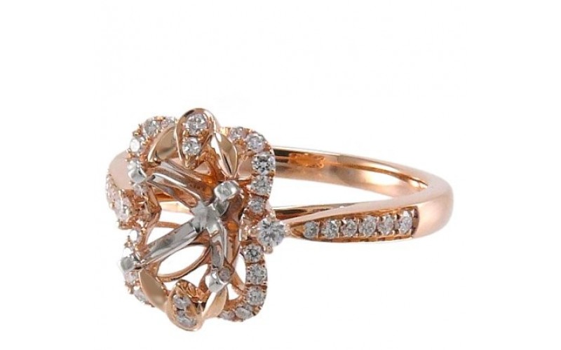 14K Rose & White Gold Diamond Ring Mounting