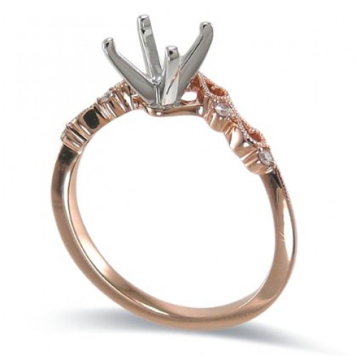 14K Rose & White Gold Diamond Ring Mounting