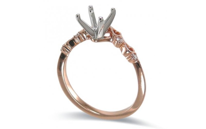 14K Rose & White Gold Diamond Ring Mounting