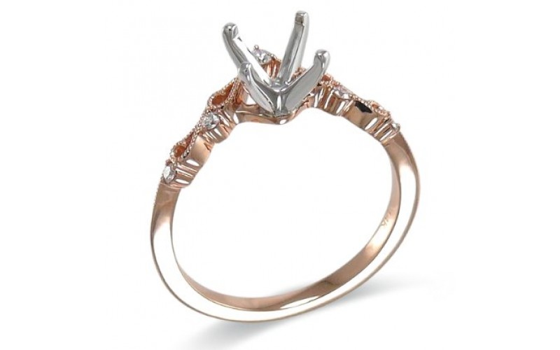 14K Rose & White Gold Diamond Ring Mounting