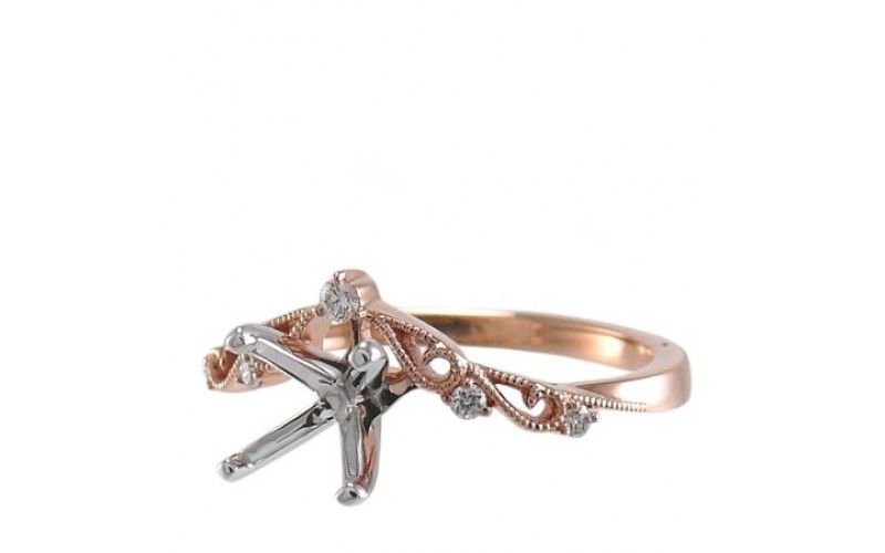 14K Rose & White Gold Diamond Ring Mounting