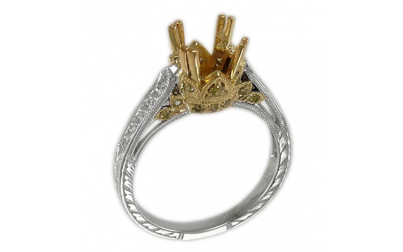 14K Yellow & White Gold Diamond Ring Mounting