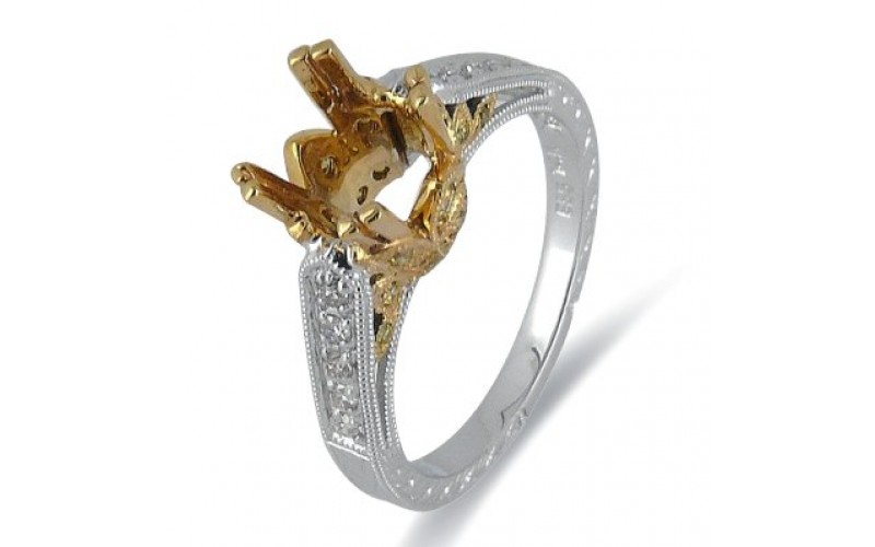14K Yellow & White Gold Diamond Ring Mounting