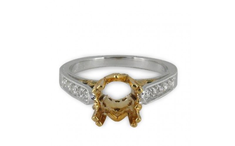 14K Yellow & White Gold Diamond Ring Mounting