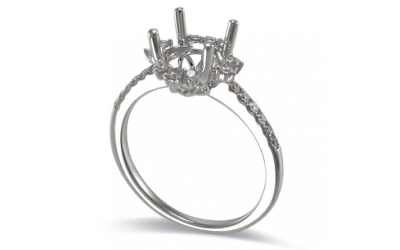 14K White Gold Diamond Ring Mounting