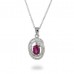 18K White Gold Pink Tourmaline With Diamond Pendant