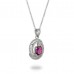 18K White Gold Pink Tourmaline With Diamond Pendant