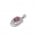 18K White Gold Pink Tourmaline With Diamond Pendant