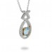 14K Yellow & White Gold Aquamarine With Diamond Pendant