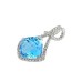 14K White Gold Blue Topaz With Diamond Pendant