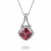 9K White Gold Pink Tourmaline With Diamond Pendant