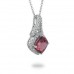 9K White Gold Pink Tourmaline With Diamond Pendant