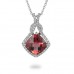 14K White Gold Pink Tourmaline With Diamond Pendant