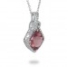 14K White Gold Pink Tourmaline With Diamond Pendant