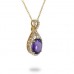 14K Yellow Gold Amethyst With Diamond Pendant