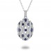 14K White Gold Sapphire With Diamond Pendant