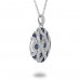 14K White Gold Sapphire With Diamond Pendant