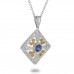 14K Yellow & White Gold Sapphire With Diamond Pendant