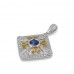 14K Yellow & White Gold Sapphire With Diamond Pendant