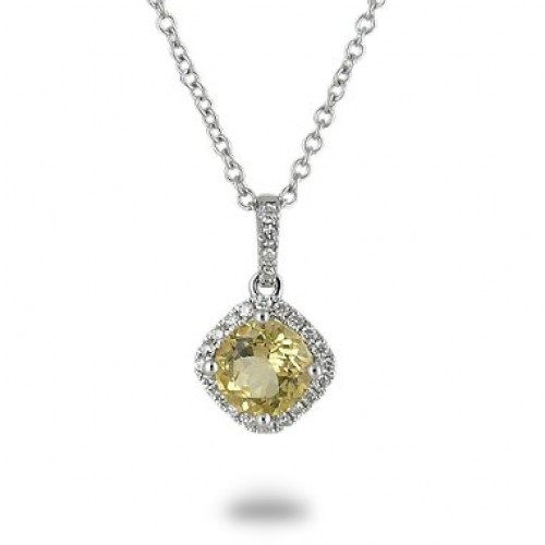 14K Yellow Gold Peridot With Diamond Pendant