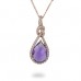 14K Rose Gold Amethyst With Diamond Pendant